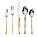 Godinger Rattan Mirrored Accented Gold 18/10 Stainless Steel | 20 Piece Flatware Set Service For 4 - BlueJay Avenue