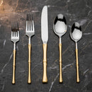 Godinger Rattan Mirrored Accented Gold 18/10 Stainless Steel | 20 Piece Flatware Set Service For 4 - BlueJay Avenue