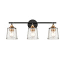 Hamy Matte Black and Satin Brass Bathroom Vanity Light, 2-Lt & 3-Lt - BlueJay Avenue