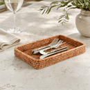 Hand Woven Rattan Catchall Decorative Tray for Entryway & Coffee Table - BlueJay Avenue
