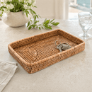 Hand Woven Rattan Catchall Decorative Tray for Entryway & Coffee Table - BlueJay Avenue