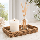 Hand Woven Rattan Catchall Decorative Tray for Entryway & Coffee Table - BlueJay Avenue