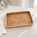 Hand Woven Rattan Catchall Decorative Tray for Entryway & Coffee Table - BlueJay Avenue