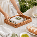 Hand Woven Rattan Catchall Decorative Tray for Entryway & Coffee Table - BlueJay Avenue