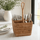 Hand Woven Rattan Flatware Caddy with Handle - BlueJay Avenue