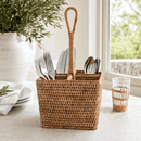 Hand Woven Rattan Flatware Caddy with Handle - BlueJay Avenue