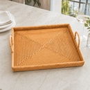 Hand Woven Square Rattan Decorative Coffee Table Tray - BlueJay Avenue