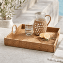 Hand Woven Square Rattan Decorative Coffee Table Tray - BlueJay Avenue