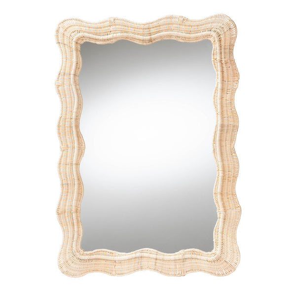 Hickory Scallop Rattan Wall Mirror - BlueJay Avenue