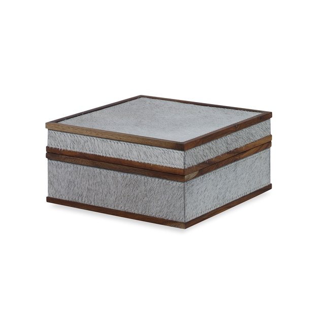 Hobart Leather Decorative Box, Gray - BlueJay Avenue