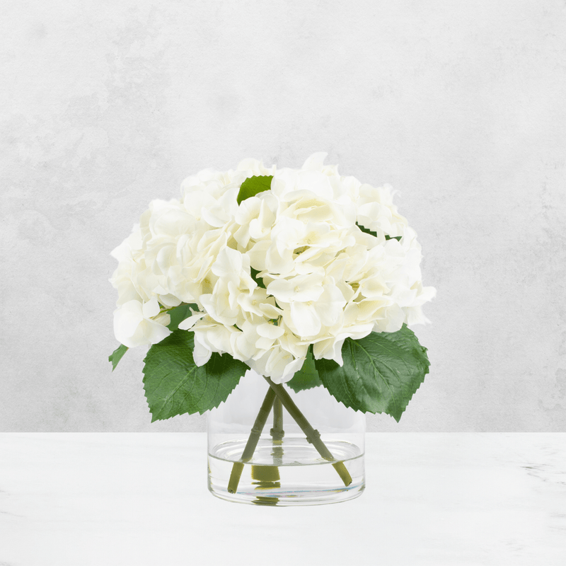 Hydrangea Artificial Flower in Glass Vase - 13 in - BlueJay Avenue
