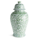 Imperial Blossom Grande Green & White Lidded Ginger Jar - BlueJay Avenue