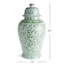 Imperial Blossom Grande Green & White Lidded Ginger Jar - BlueJay Avenue