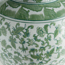 Imperial Blossom Grande Green & White Lidded Ginger Jar - BlueJay Avenue