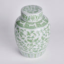 Imperial Blossom Green & White Decorative Lidded Ginger Jar - BlueJay Avenue