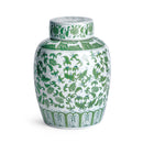 Imperial Blossom Green & White Decorative Lidded Ginger Jar - BlueJay Avenue