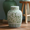 Imperial Blossom Green & White Decorative Lidded Ginger Jar - BlueJay Avenue