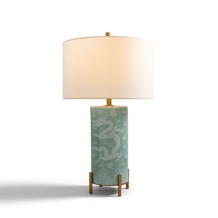 Imperial Dragon Celadon Table Lamp - BlueJay Avenue