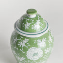 Imperial Lotus Green Ceramic Ginger Jar with Lid - BlueJay Avenue