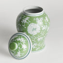 Imperial Lotus Green Ceramic Ginger Jar with Lid - BlueJay Avenue