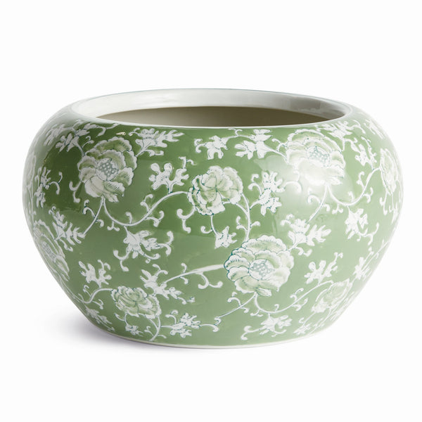 Imperial Lotus Green Ceramic Indoor Planter - BlueJay Avenue