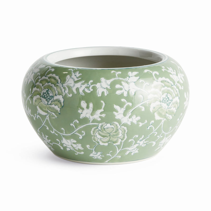 Imperial Lotus Green Ceramic Indoor Planter - BlueJay Avenue