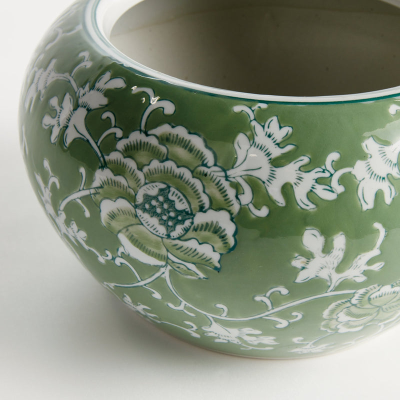 Imperial Lotus Green Ceramic Indoor Planter - BlueJay Avenue