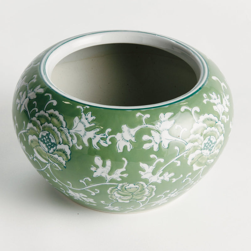 Imperial Lotus Green Ceramic Indoor Planter - BlueJay Avenue