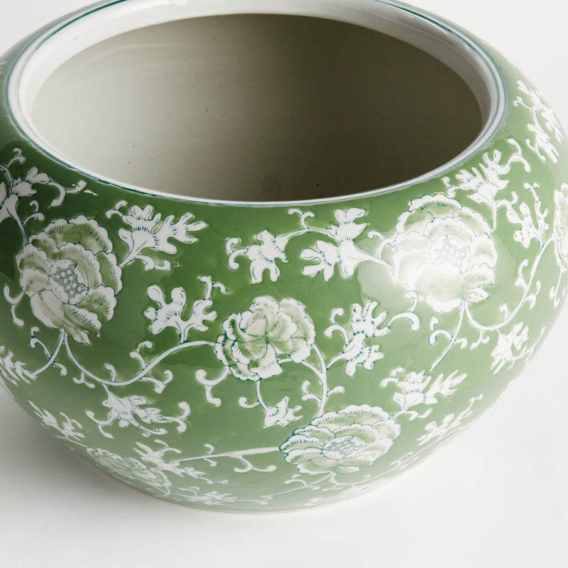 Imperial Lotus Green Ceramic Indoor Planter - BlueJay Avenue