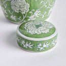 Imperial Lotus Green Ceramic Lidded Jar - BlueJay Avenue