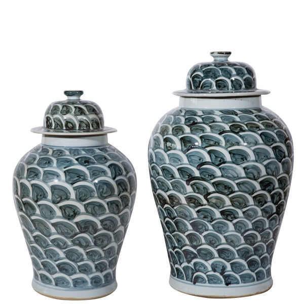 Indigo Blue Fish Scale Temple Jar - BlueJay Avenue