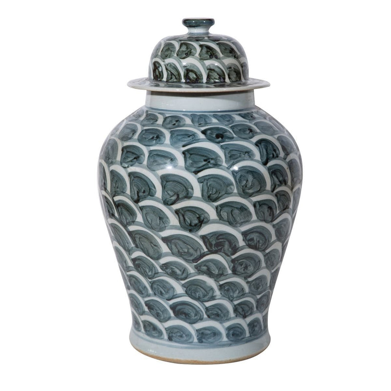Indigo Blue Fish Scale Temple Jar - BlueJay Avenue