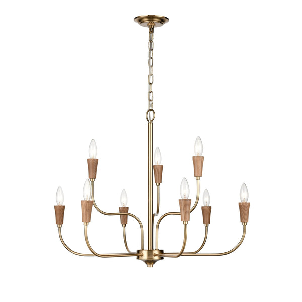 Inga 9 - Light Chandelier Lighting in Brass - BlueJay Avenue