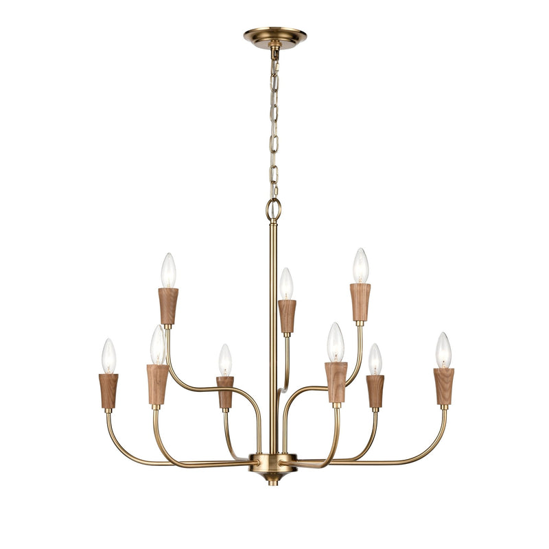 Inga 9 - Light Chandelier Lighting in Brass - BlueJay Avenue