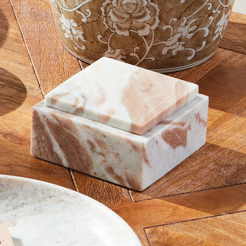 Jaqueline Square Marble Decorative Lidded Storage Box - BlueJay Avenue