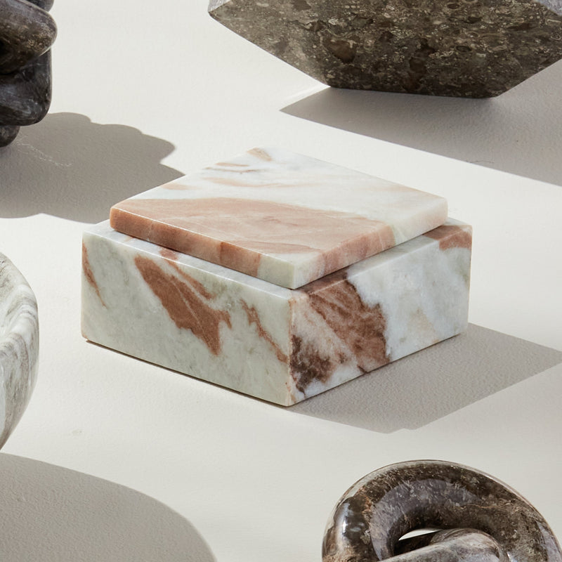 Jaqueline Square Marble Decorative Lidded Storage Box - BlueJay Avenue