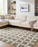 Juniper Olive Green Modern Checkered Area Rug - BlueJay Avenue