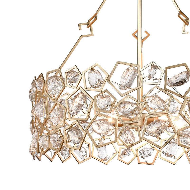 Levana 5 - Light Pendant Modern Gold Drum Chandelier - BlueJay Avenue