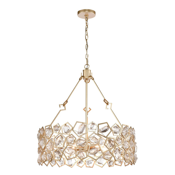 Levana 5 - Light Pendant Modern Gold Drum Chandelier - BlueJay Avenue