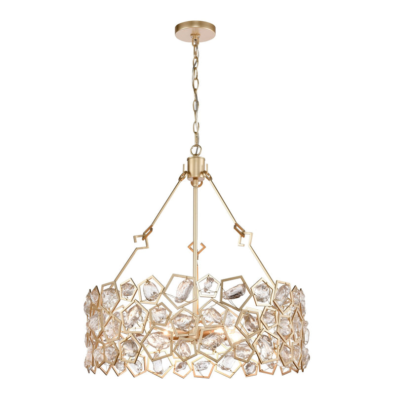 Levana 5 - Light Pendant Modern Gold Drum Chandelier - BlueJay Avenue