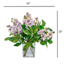 Lilac Artificial Flower in Glass Vase - 15" - BlueJay Avenue