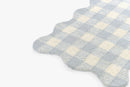 Lily Blue Gingham Hand Tufted Wool Area Rug with Scalloped Border - BlueJay Avenue