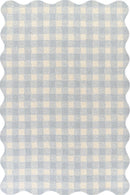 Lily Blue Gingham Hand Tufted Wool Area Rug with Scalloped Border - BlueJay Avenue