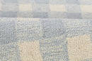 Lily Blue Gingham Hand Tufted Wool Area Rug with Scalloped Border - BlueJay Avenue