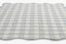 Lily Blue Gingham Hand Tufted Wool Area Rug with Scalloped Border - BlueJay Avenue