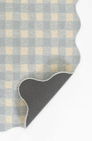 Lily Blue Gingham Hand Tufted Wool Area Rug with Scalloped Border - BlueJay Avenue