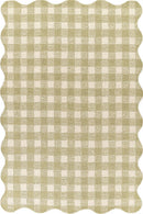 Lily Green Gingham Wool Rug with Scalloped Border for Kids - BlueJay Avenue