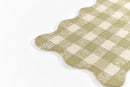 Lily Green Gingham Wool Rug with Scalloped Border for Kids - BlueJay Avenue