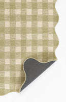 Lily Green Gingham Wool Rug with Scalloped Border for Kids - BlueJay Avenue