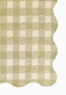 Lily Green Gingham Wool Rug with Scalloped Border for Kids - BlueJay Avenue
